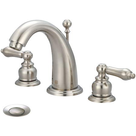 Pioneer Industries Two Handle Widespread Bathroom Faucet, Compression Hose, Nickel, Overall Height: 6" 3BR400-BN